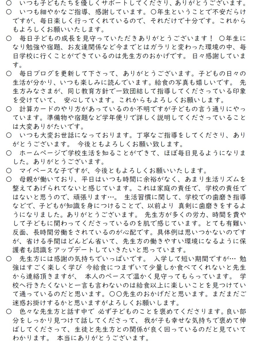 R6-前期　学校評価応援メッセージ①